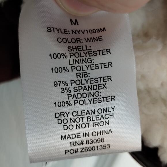 Cavalini Women's Size Medium Vest Wine Red Zip-Up Pockets Fleece Lined Outerwear - Picture 5 of 5